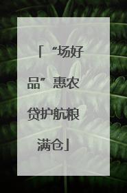 “场好品”惠农贷护航粮满仓