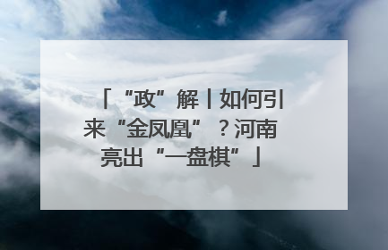“政”解丨如何引来“金凤凰”？河南亮出“一盘棋”
