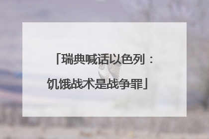 瑞典喊话以色列：饥饿战术是战争罪