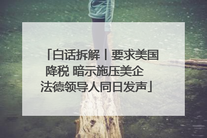 白话拆解丨要求美国降税 暗示施压美企 法德领导人同日发声