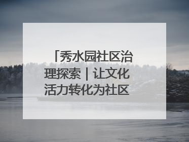秀水园社区治理探索｜让文化活力转化为社区治理动力