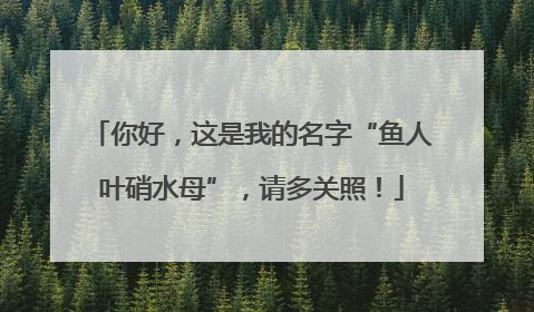 你好，这是我的名字“鱼人叶硝水母”，请多关照！