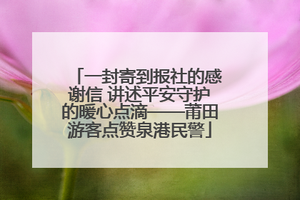 一封寄到报社的感谢信 讲述平安守护的暖心点滴——莆田游客点赞泉港民警