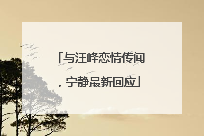 与汪峰恋情传闻，宁静最新回应