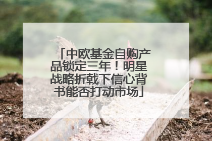 中欧基金自购产品锁定三年！明星战略折戟下信心背书能否打动市场
