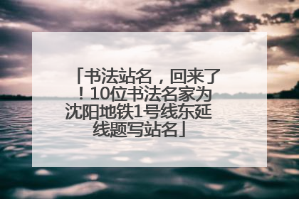 书法站名，回来了！10位书法名家为沈阳地铁1号线东延线题写站名