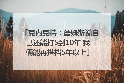 克内克特：詹姆斯说自己还能打5到10年 我俩能再搭档5年以上