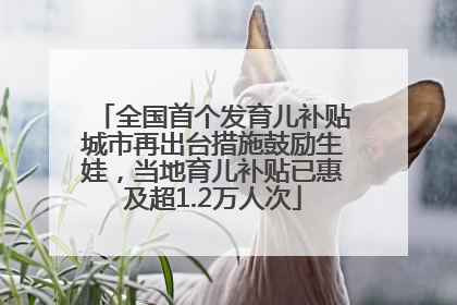 全国首个发育儿补贴城市再出台措施鼓励生娃，当地育儿补贴已惠及超1.2万人次