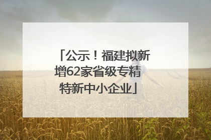 公示！福建拟新增62家省级专精特新中小企业