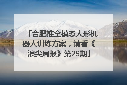 合肥推全模态人形机器人训练方案，请看《浪尖周报》第29期