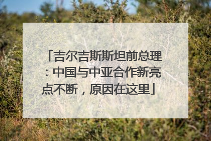 吉尔吉斯斯坦前总理：中国与中亚合作新亮点不断，原因在这里