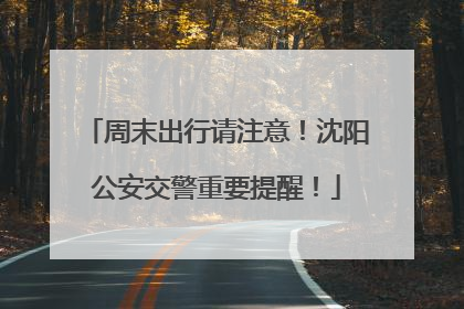 周末出行请注意！沈阳公安交警重要提醒！