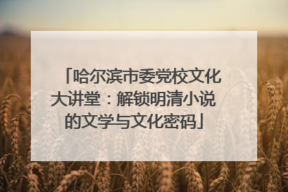 哈尔滨市委党校文化大讲堂：解锁明清小说的文学与文化密码
