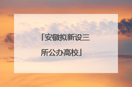 安徽拟新设三所公办高校