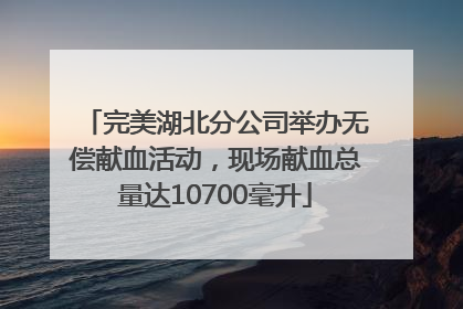 完美湖北分公司举办无偿献血活动，现场献血总量达10700毫升