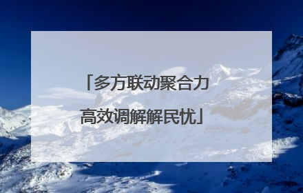 多方联动聚合力 高效调解解民忧