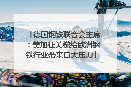 德国钢铁联合会主席：美加征关税给欧洲钢铁行业带来巨大压力