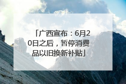 广西宣布：6月20日之后，暂停消费品以旧换新补贴