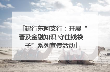 建行东阿支行：开展“普及金融知识 守住钱袋子”系列宣传活动