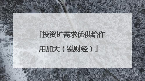 投资扩需求优供给作用加大（锐财经）