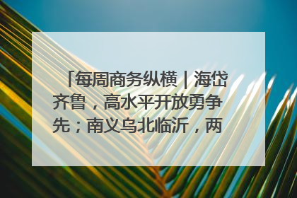 每周商务纵横｜海岱齐鲁，高水平开放勇争先；南义乌北临沂，两扇窗里观外贸