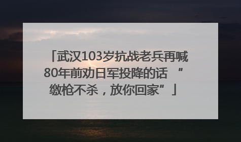 武汉103岁抗战老兵再喊80年前劝日军投降的话 “缴枪不杀，放你回家”