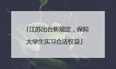 江苏出台新规定，保障大学生实习合法权益