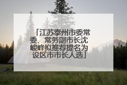 江苏泰州市委常委、常务副市长沈峻峰拟推荐提名为设区市市长人选