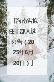 海南省拟任干部人选公告（2025年6月20日）