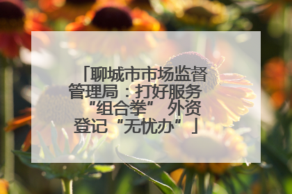 聊城市市场监督管理局：打好服务“组合拳” 外资登记“无忧办”