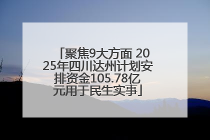 聚焦9大方面 2025年四川达州计划安排资金105.78亿元用于民生实事