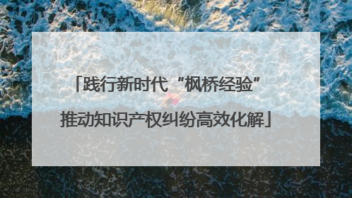 践行新时代“枫桥经验” 推动知识产权纠纷高效化解