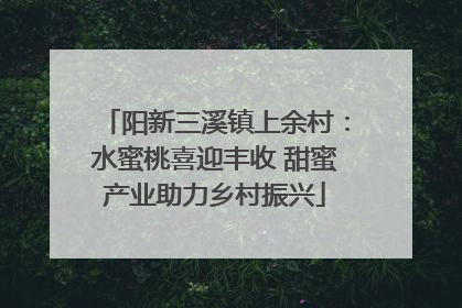 阳新三溪镇上余村：水蜜桃喜迎丰收 甜蜜产业助力乡村振兴