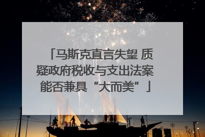 马斯克直言失望 质疑政府税收与支出法案能否兼具“大而美”
