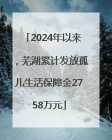 2024年以来，芜湖累计发放孤儿生活保障金2758万元
